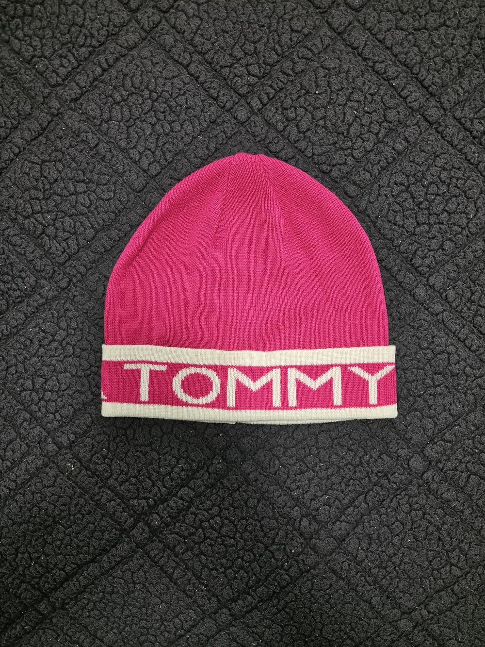 Retro Tommy Hilfiger Spellout Knit Beanie - Hot Pink (Perfect Condition)